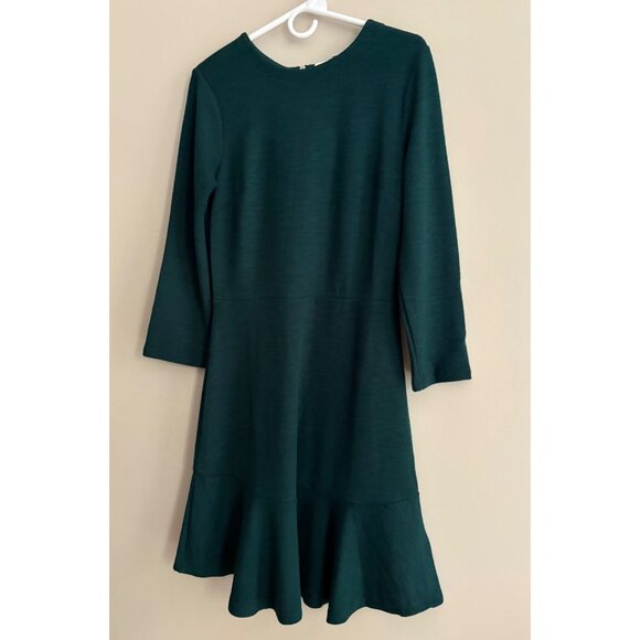 GAP Textured Fit & Flare Green Flutter Dress Career Holiday Party Size 6 TALL - Picture 4 of 13